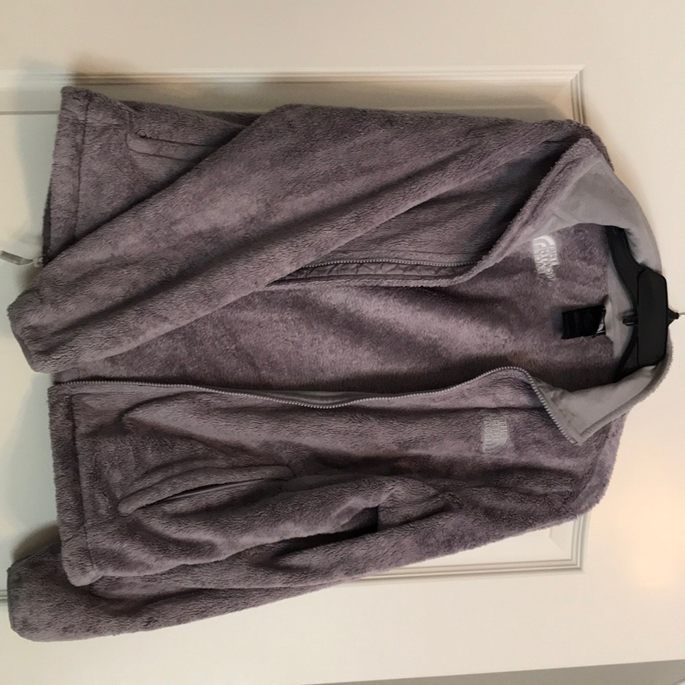 Grey North Face zip up jacket